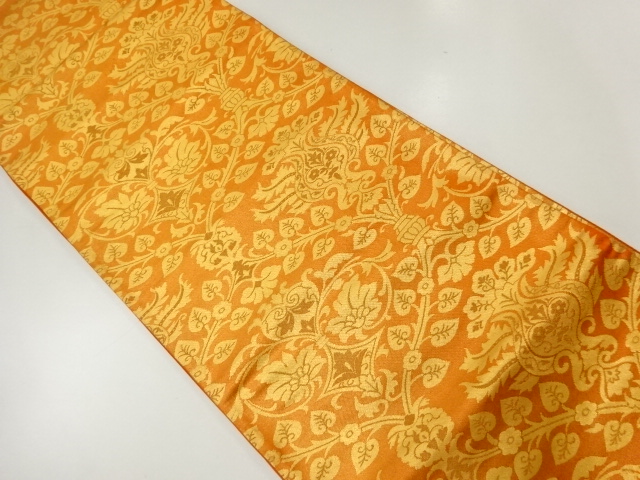 リサイクル　花更紗模様織出し袋帯